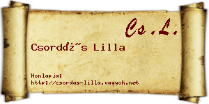 Csordás Lilla névjegykártya