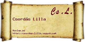 Csordás Lilla névjegykártya